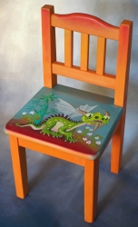 Dráčik v záhrade - akryl /stolička/