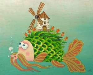 Ryba - akryl /stolička/